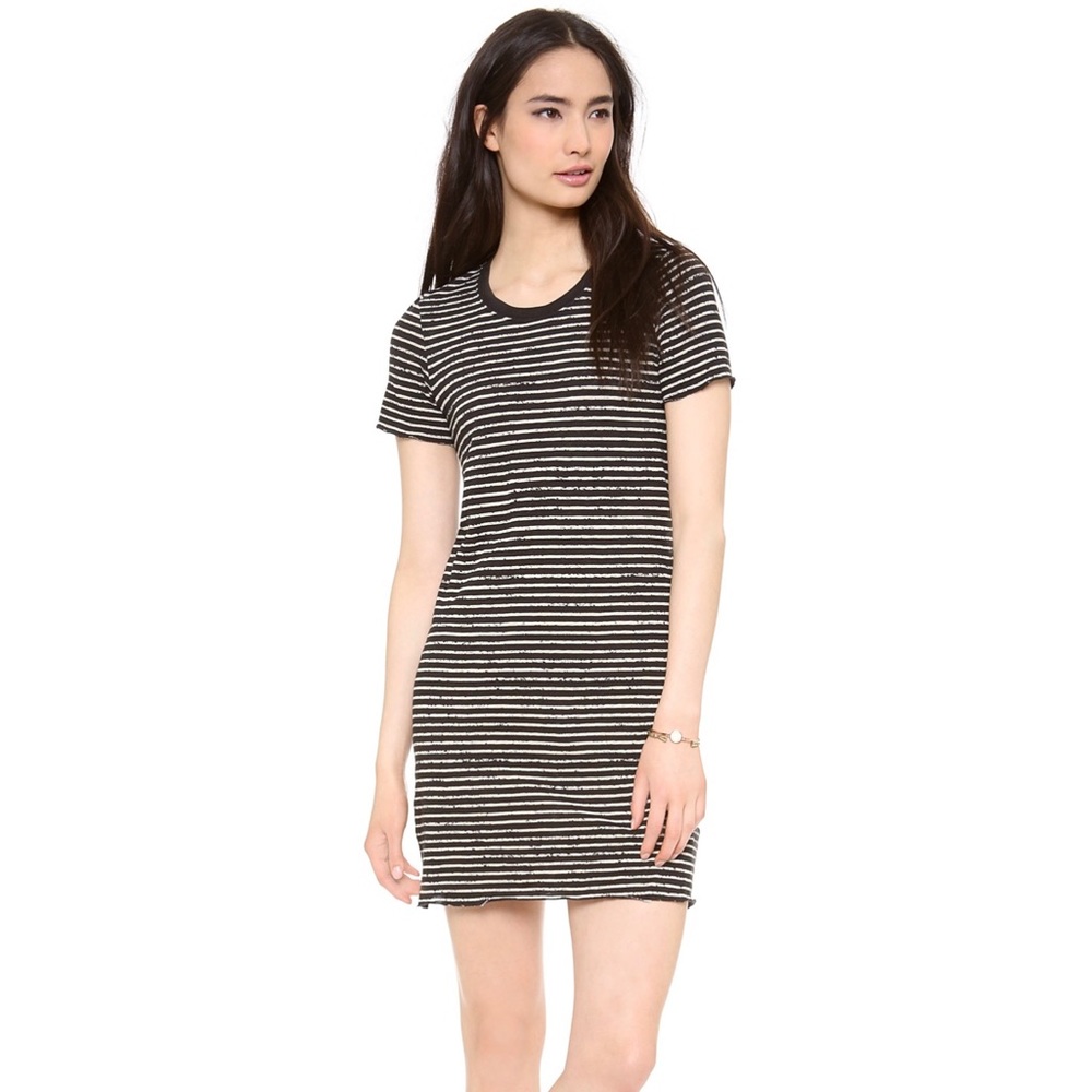 ATM Destroyed Wash Stripe T-Shirt Dress